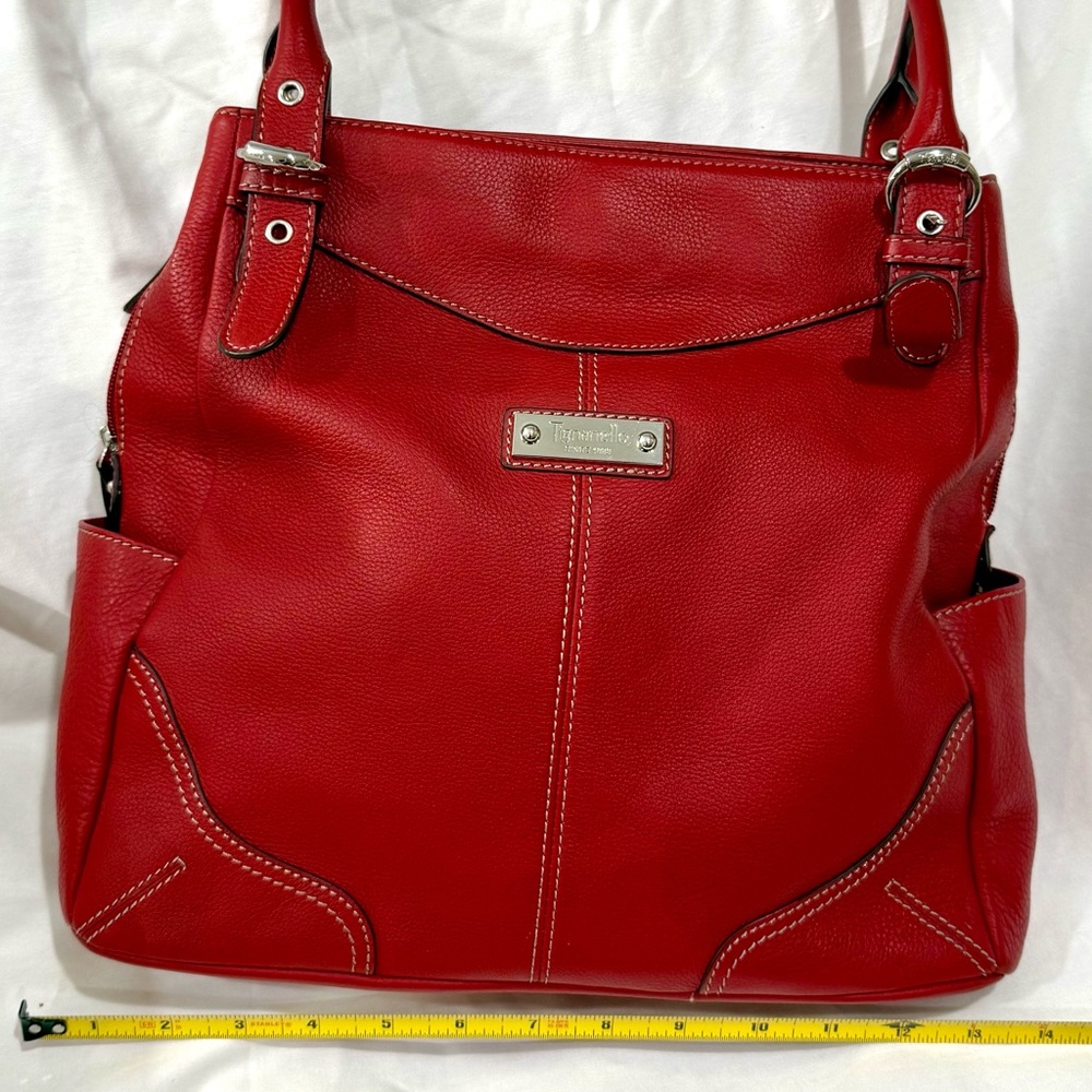 Tignanello Red Leather Tote Bag - Picture 2 of 7